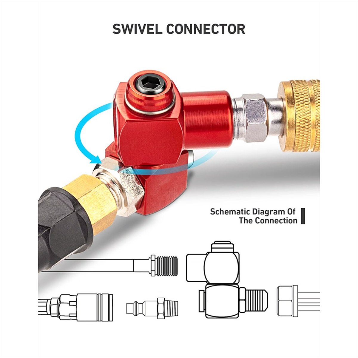 AT16 Lot de 2 raccords de tuya - Swivel Air Hose Fitting Quick Connect 1/4 avis et prix