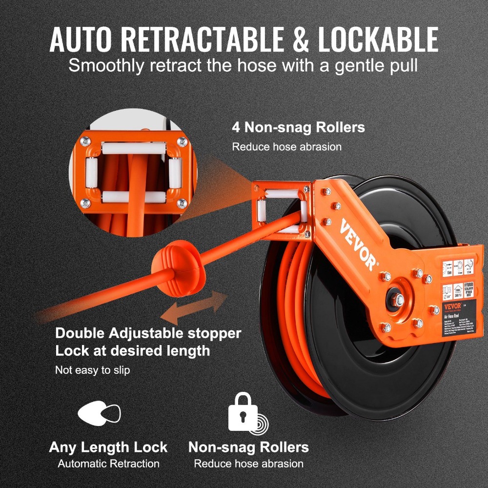Enrouleur de tuyau d'air rétra - Air Compressor Air Hose 3/8 Hybrid 50Ft avis et prix