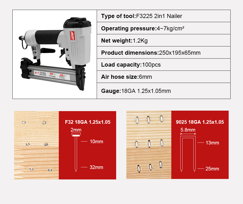 Cloueur-grapheuse pneumatique  - Pneumatic Flooring Nailer Stapler 2 In 1 avis et prix